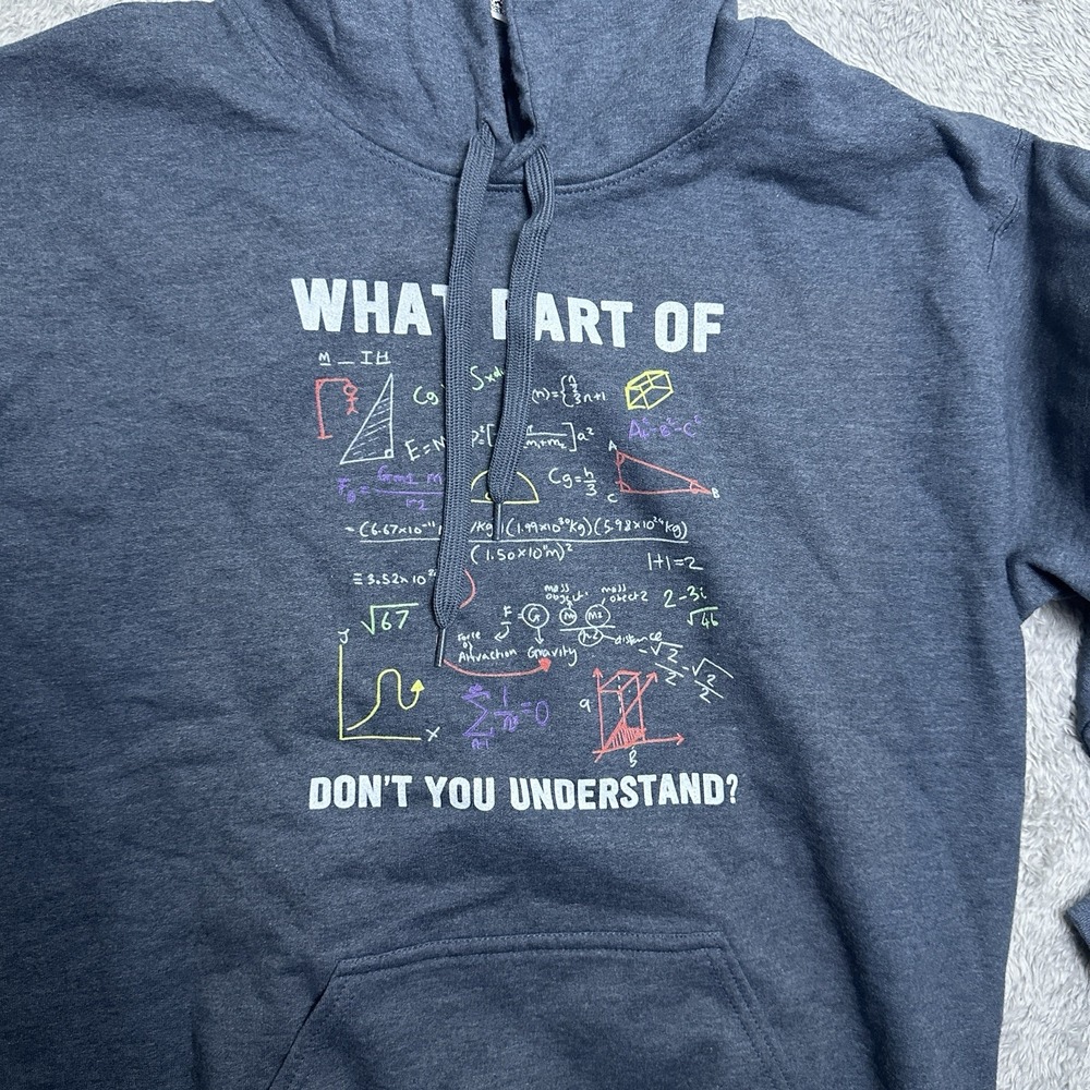 Men's Gray Hoodie Math Science Graphic Sweatshirt Size M Funny‎ Geek - Picture 7 of 10
